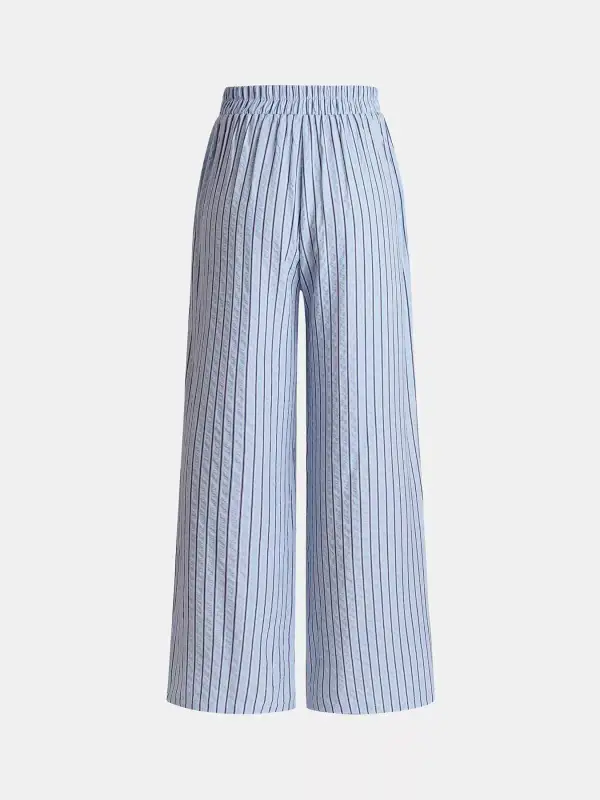 Refined Striped High Waisted Wide Leg Pants