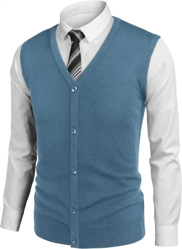 Casual Sleeveless Knitted Button Cardigan Vest Jeans