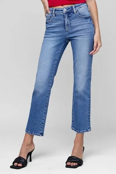 Everyday High Waist Straight Leg Denim Jeans