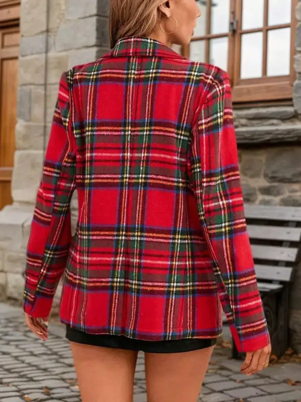 Plaid Single Button Blazer