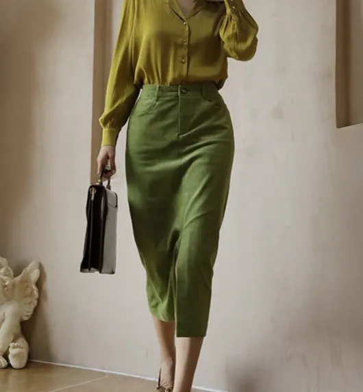 Refined Light Everyday Casual Straight Skirt