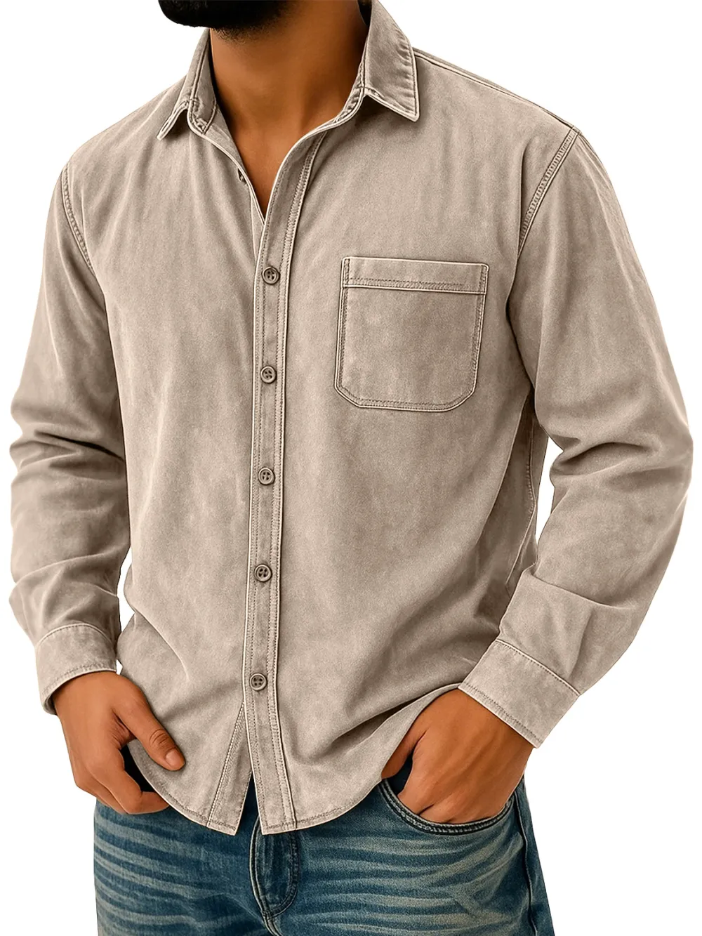 Suede Feel Pocket Shirt