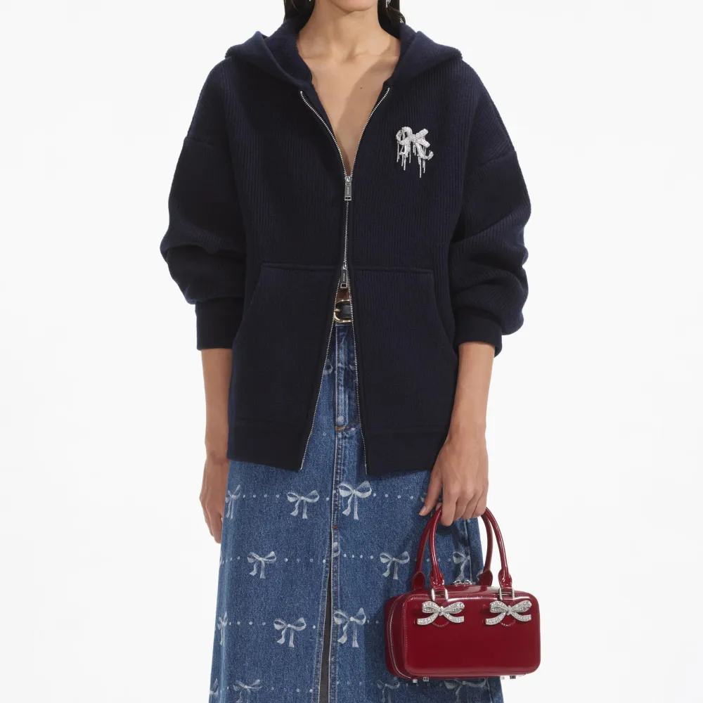 Navy Knit Hoodie