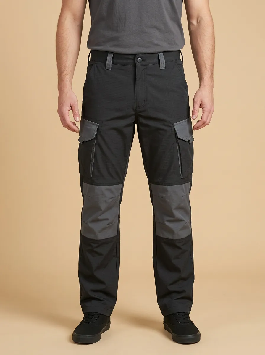 Unisex Multi-Pocket Contrast Panel Tactical Work Pants — Everyday Edit