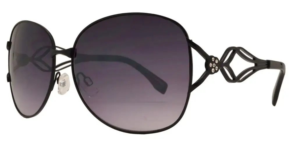 Women Butterfly With Rhinestone Accent Metal Sunglasses