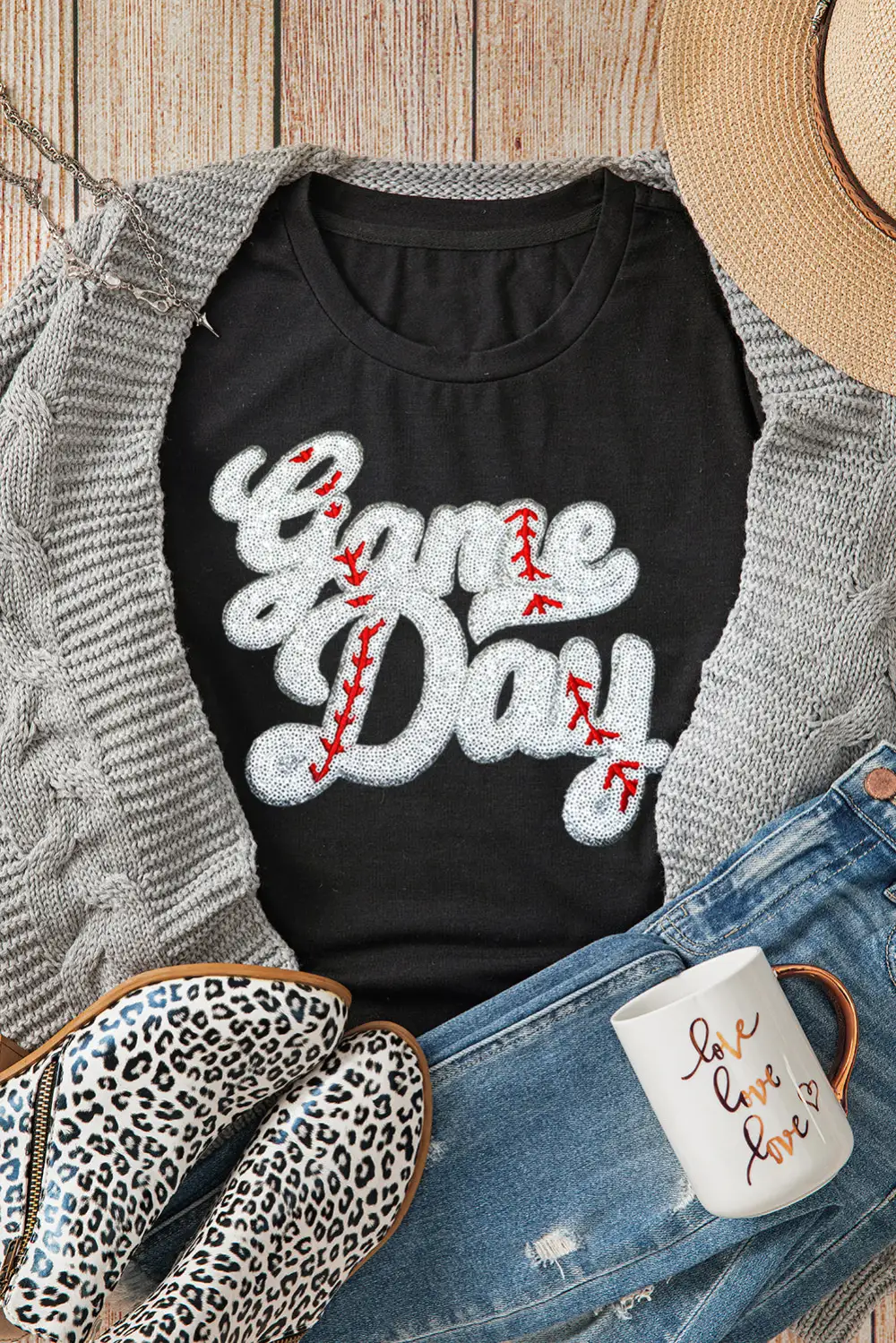 Black Sequin Game Day Graphic