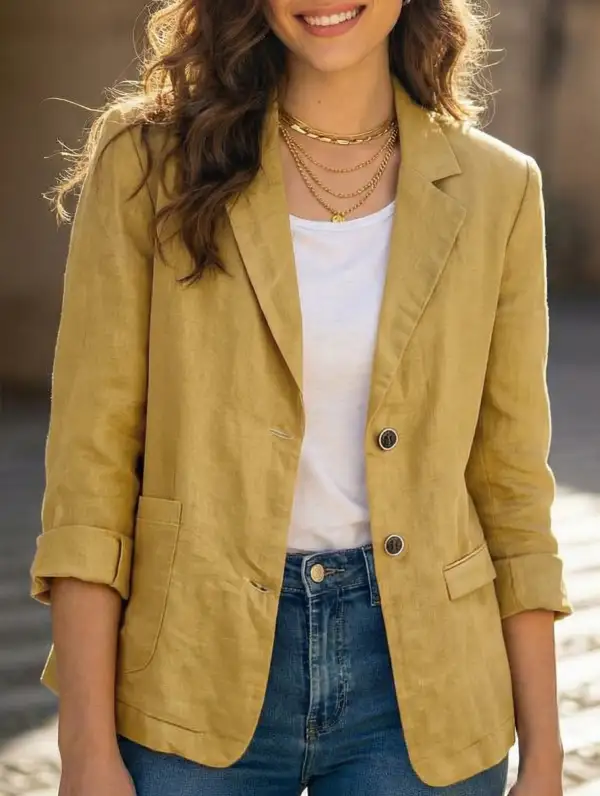 Cotton Linen Jackets and Blazers Top