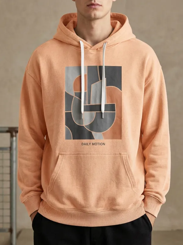Men's Daily Motion Abstract Geometric Print Hoodie