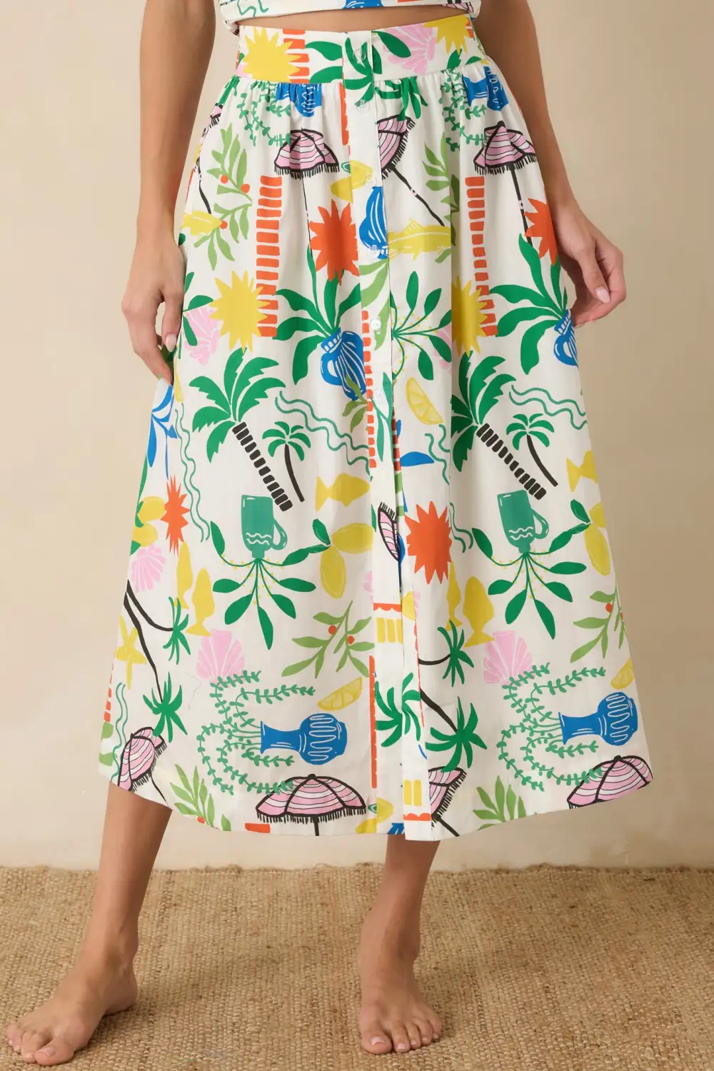 Sunny Cotton Midi Skirt