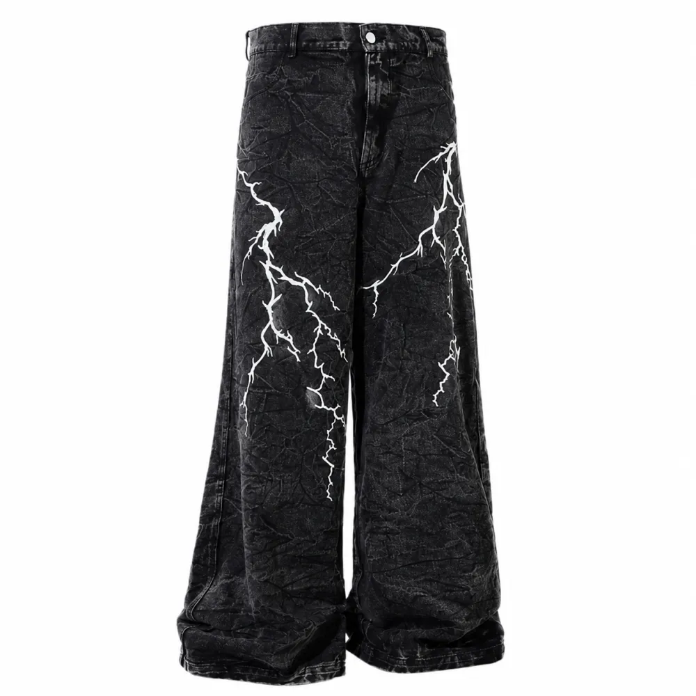 Lightning Embroidered Denim Jeans