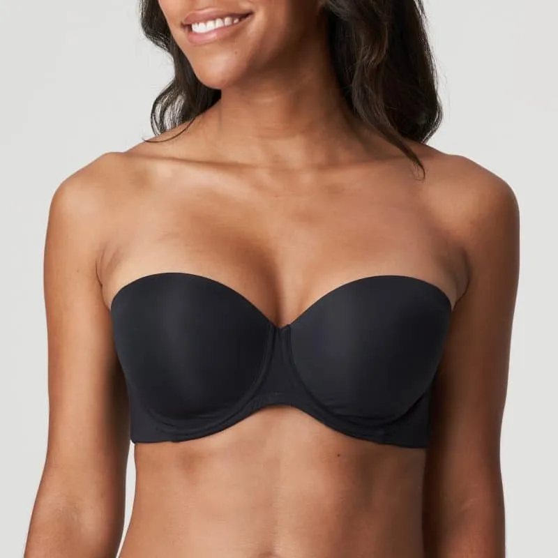 Women's Strapless Molded Padded Seamless Adjustable Straps Mesh Microfiber Rounded Shape Bra