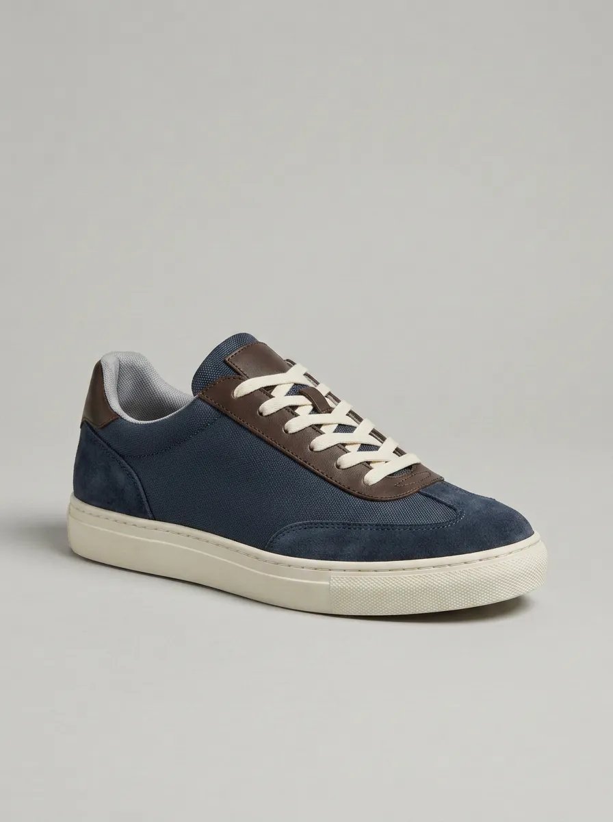 Suede-Panel Leather-Panel Paneled Men's Athletic Sneakers