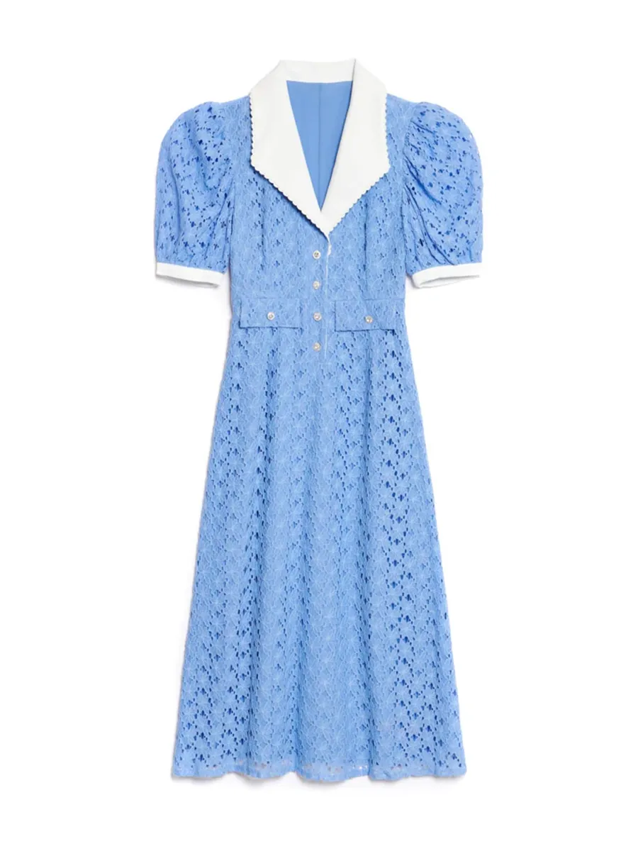 Crew Neck Regular Lace Midi Dress