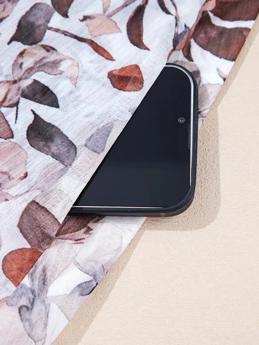 Layered Detail Floral Printed Long Sleeve Mini Dress