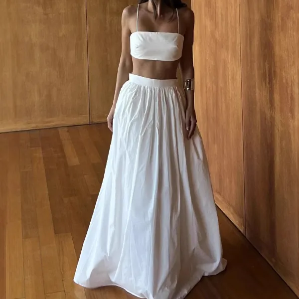 Polished Short Camisole And Long Skirt Set
