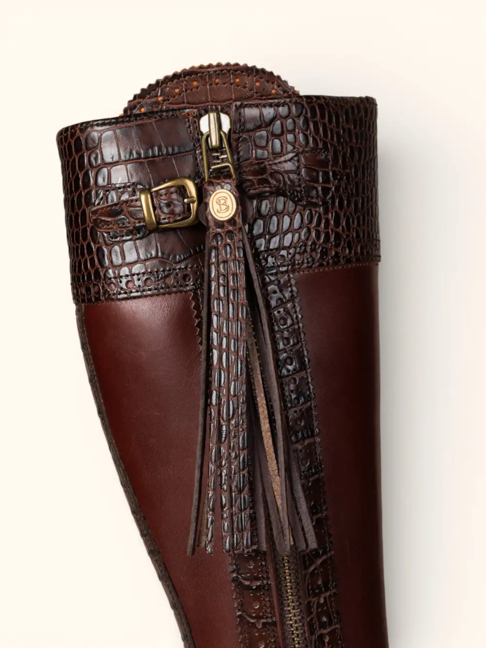 Understated Modern Mock Croc Tall Riding Boots