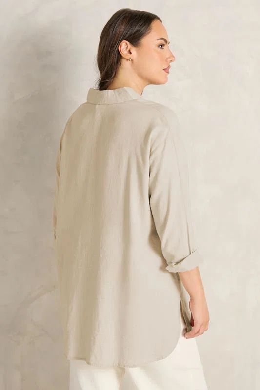 Natural Brown Premium Linen Shirt detail 3