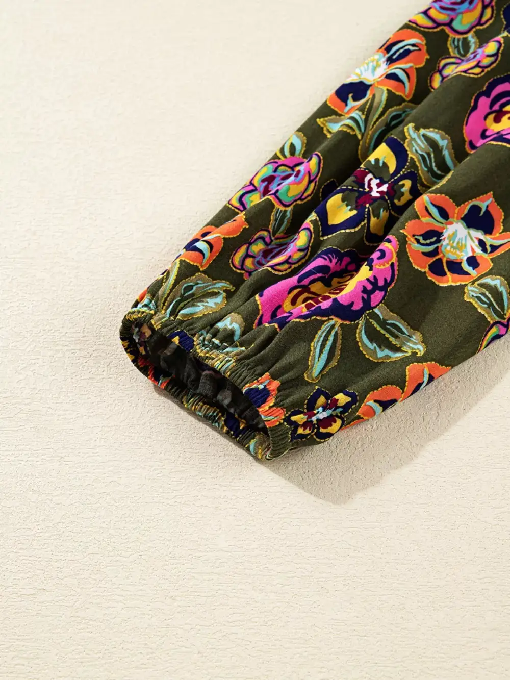 Smooth Finish Floral Printed Split Neck Mini Dress