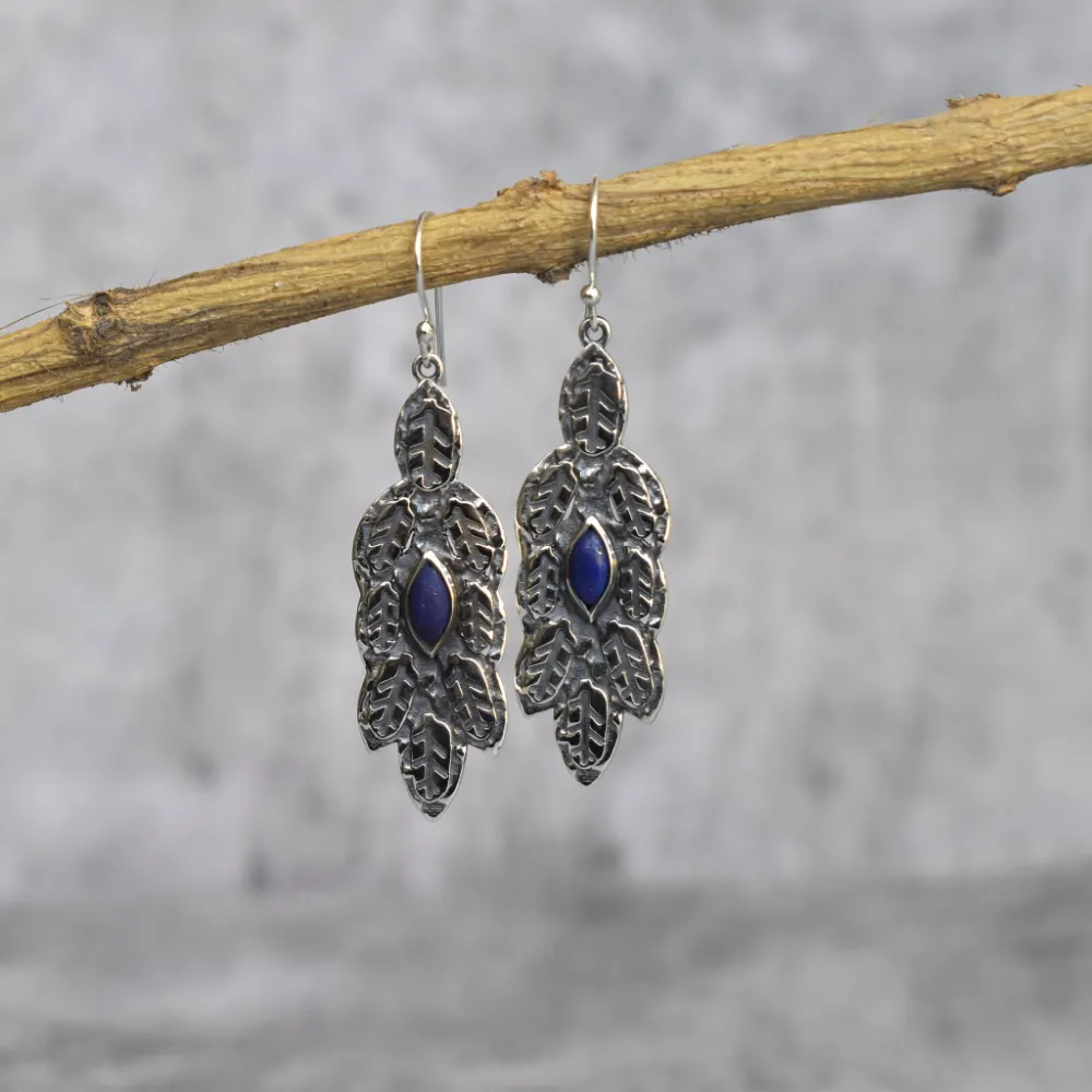 Leaf Wave Lapis Lazuli Earrings