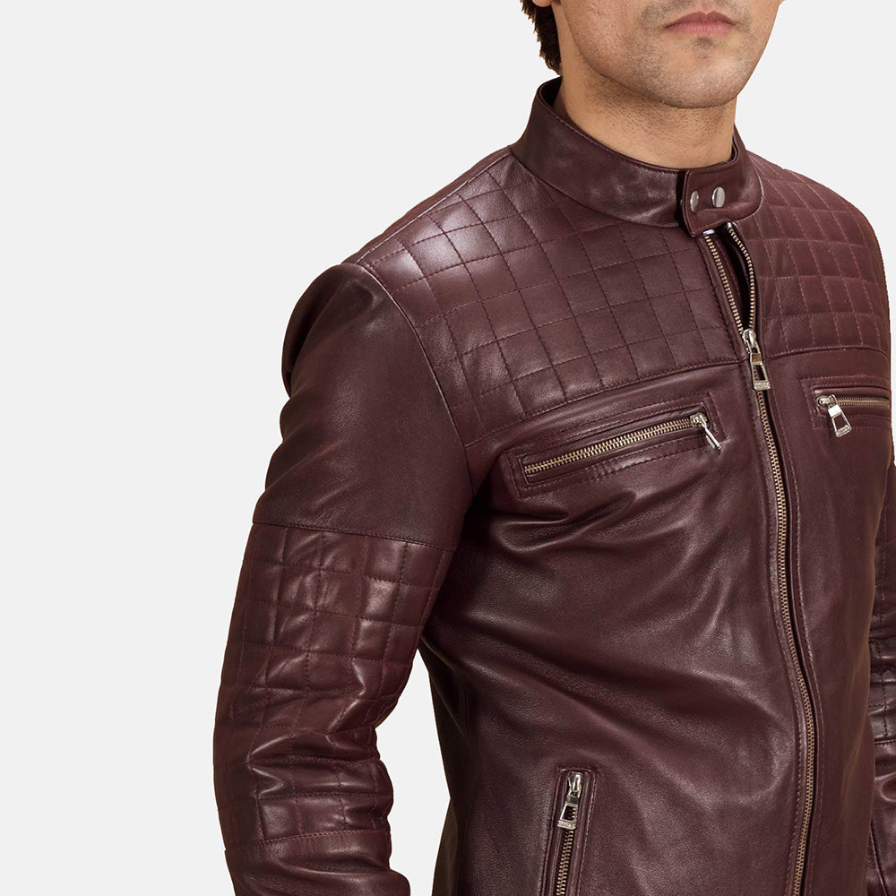 Men's Structured Biker Leather Quilted Jacket
