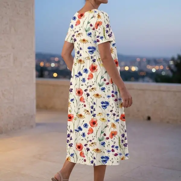 Scoop Neck Soft Casual Dress