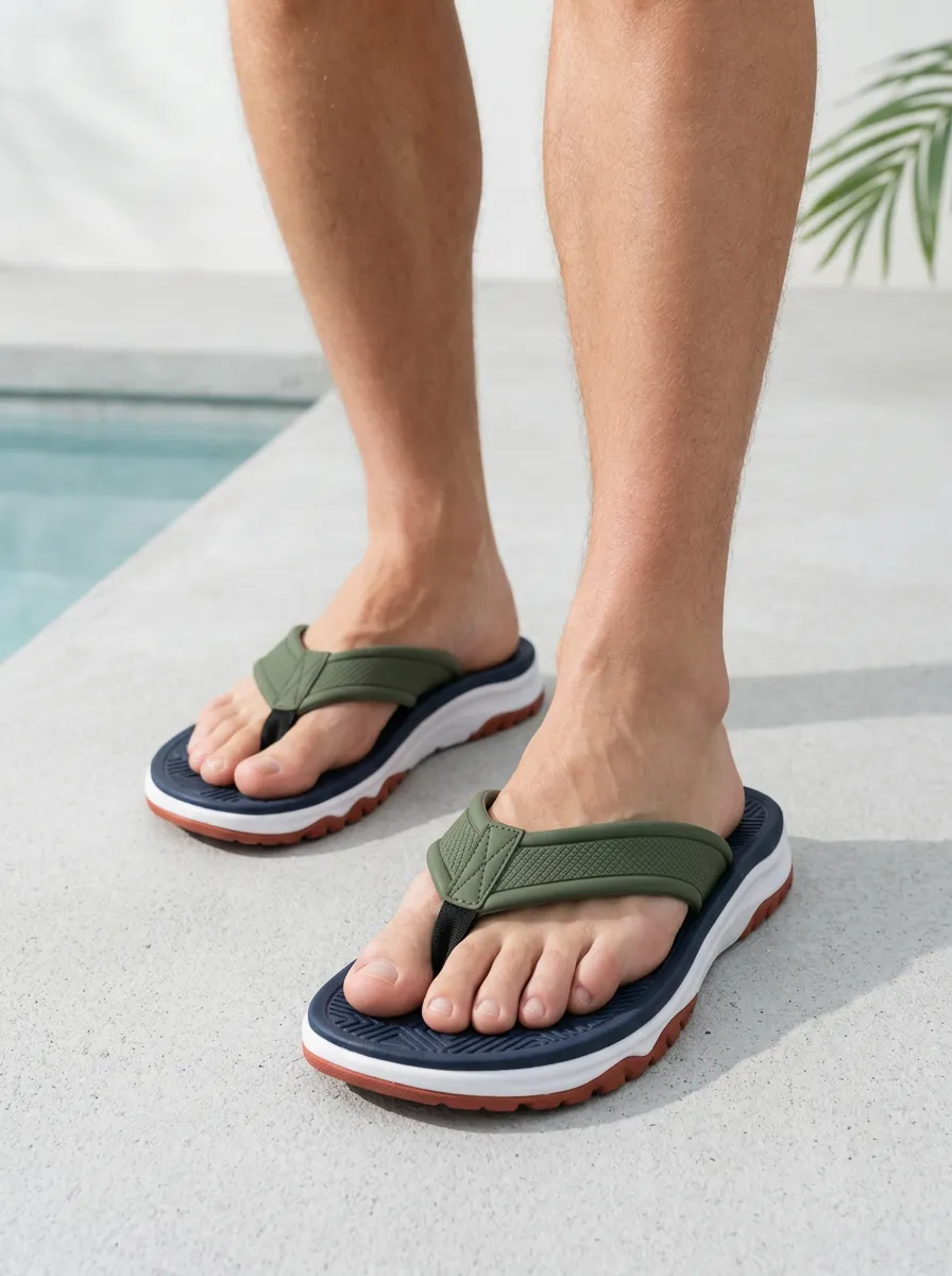 Men's Relaxed Casual Strap Patterned Flip Flops