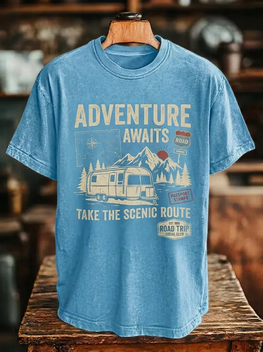 Unisex Adventure Lover Camper Van Mountain Printed T-shirt