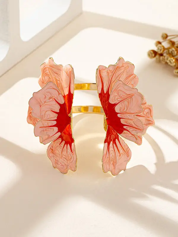 Floral Geometric Alloy Bracelet