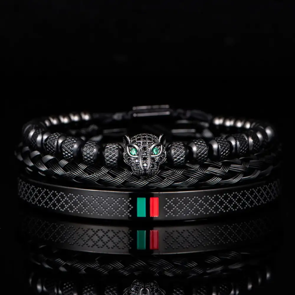 Men's Panther Bracelet Set