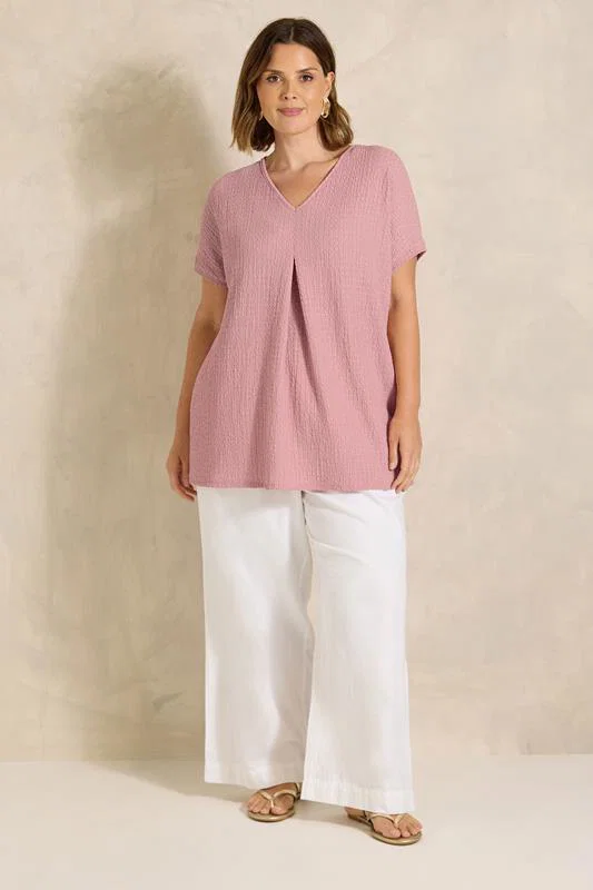 ESSENTIAL Curve 2 Pack Pink & Brown Pleat Tops detail 2
