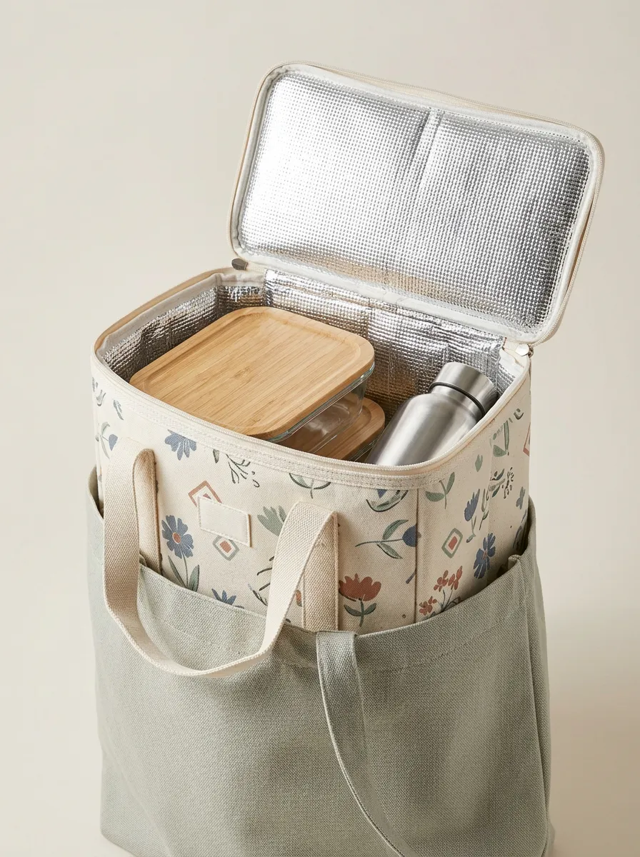 Floral Pattern Insulated Lunch Printed Tote Bag
