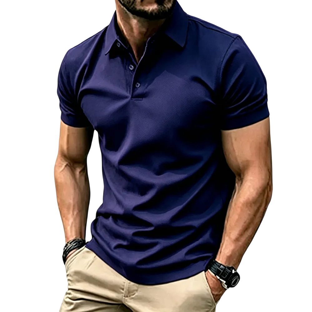 Men’s Casual Business Polo Shirts, Simple and Comfortable, Skin-Friendly Polyester Fabric with Slight Stretch