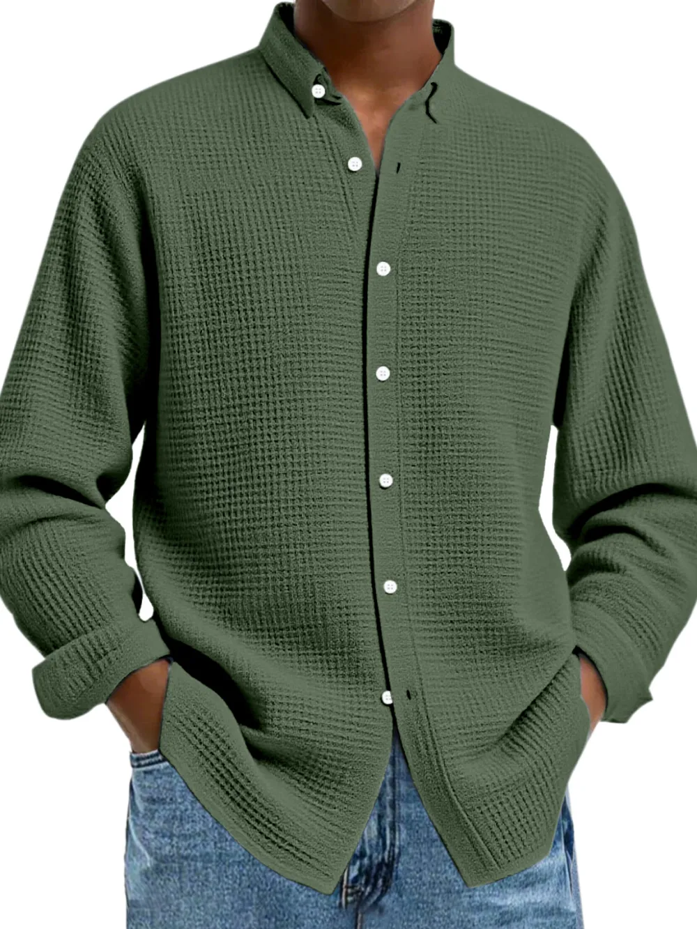 Textured Knit Button Front Shirt