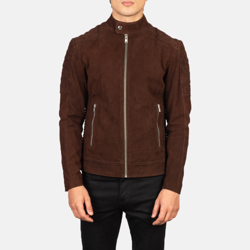 Men's Classic Biker Suede Quilted Jacket