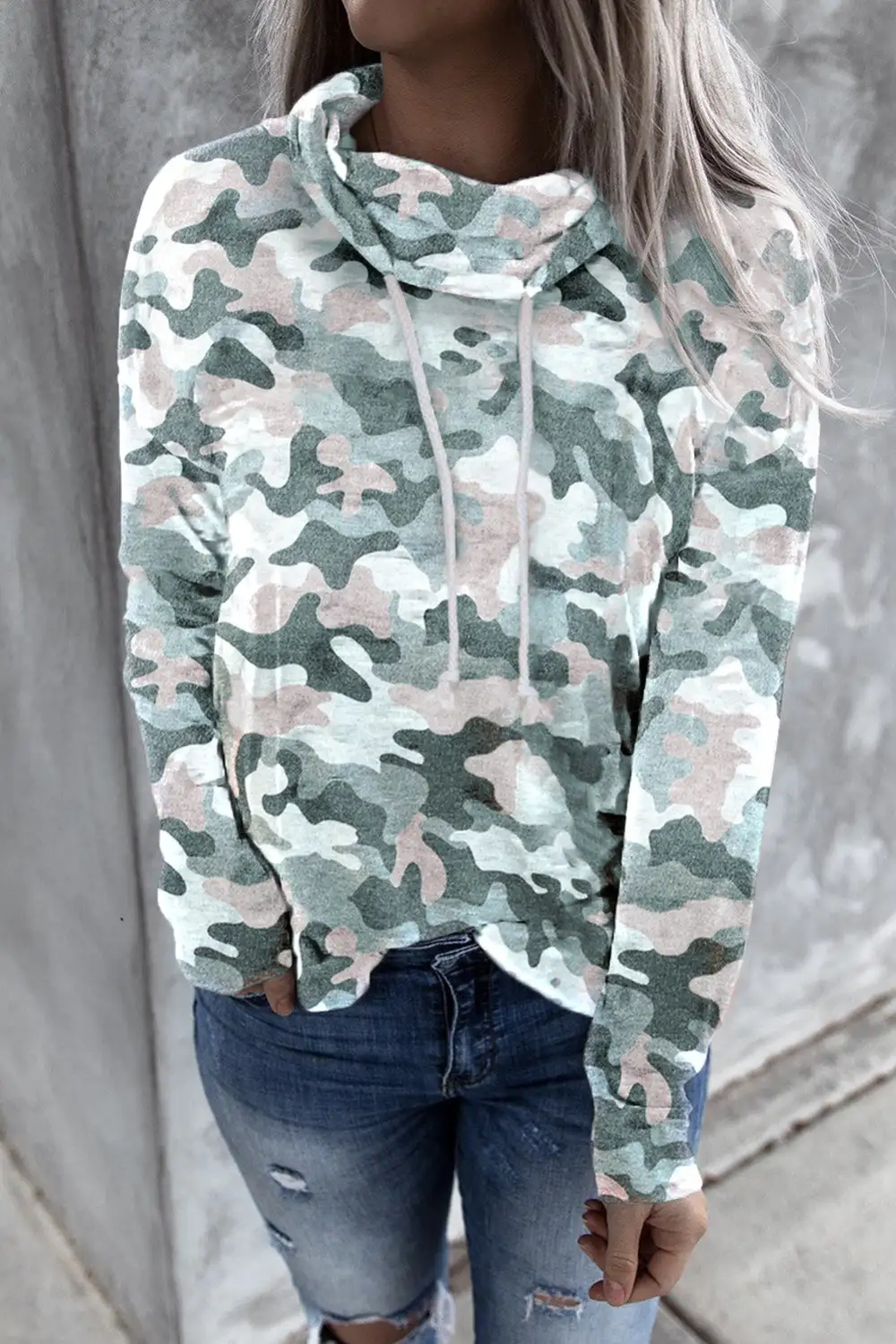 Camo Drawstring Sweatshirt