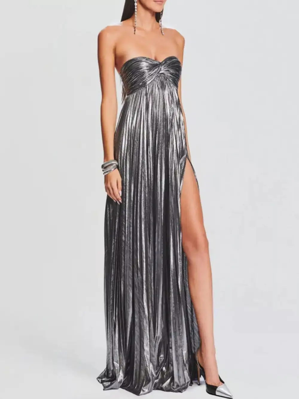 Side Slit Maxi Tie Detail Dress