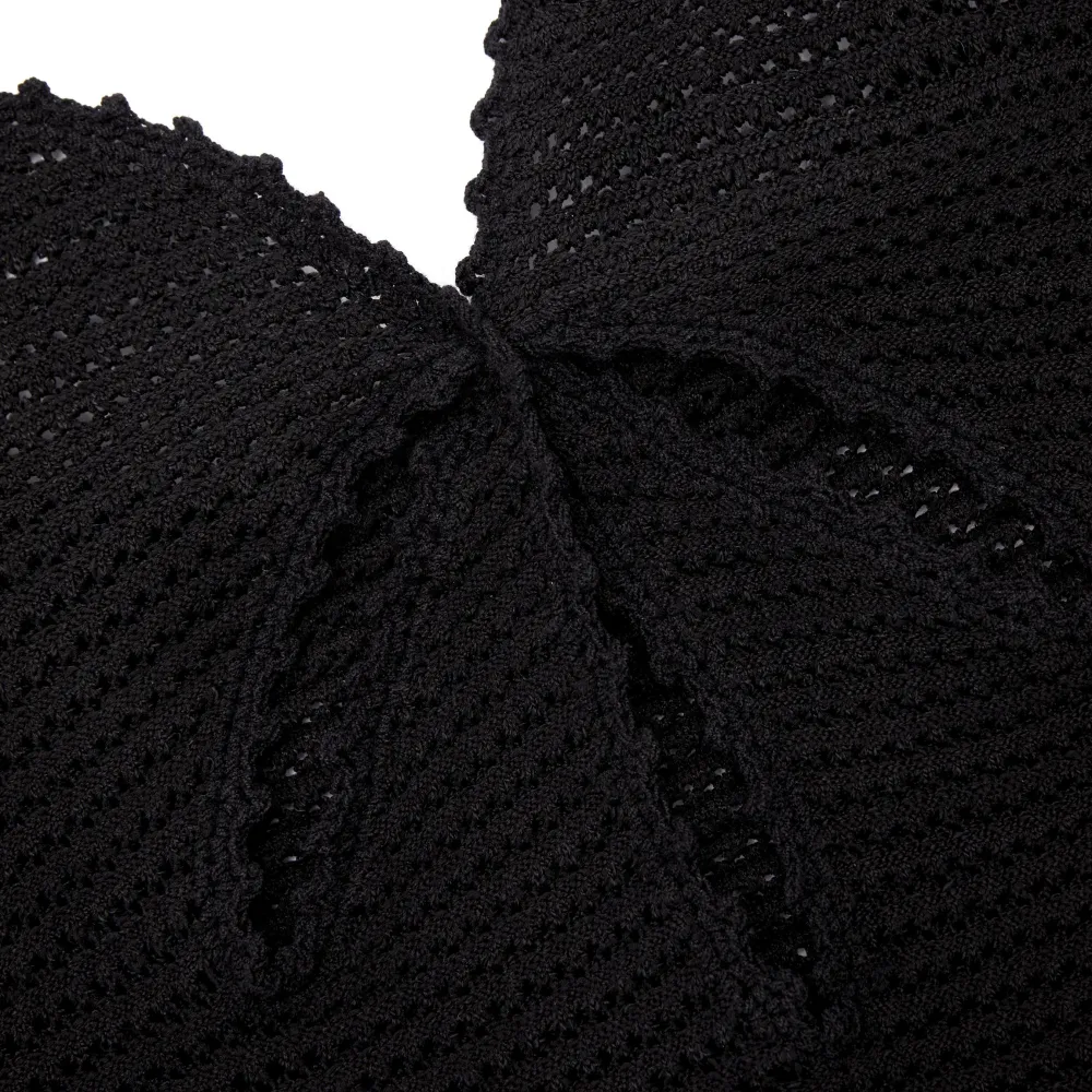 Black Crochet Cut Out Midi Dress
