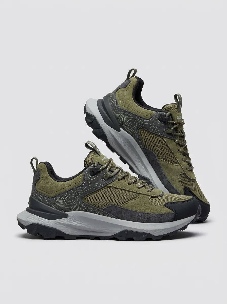 Casual Form Hiking-Inspired Topographic Casual Sneakers