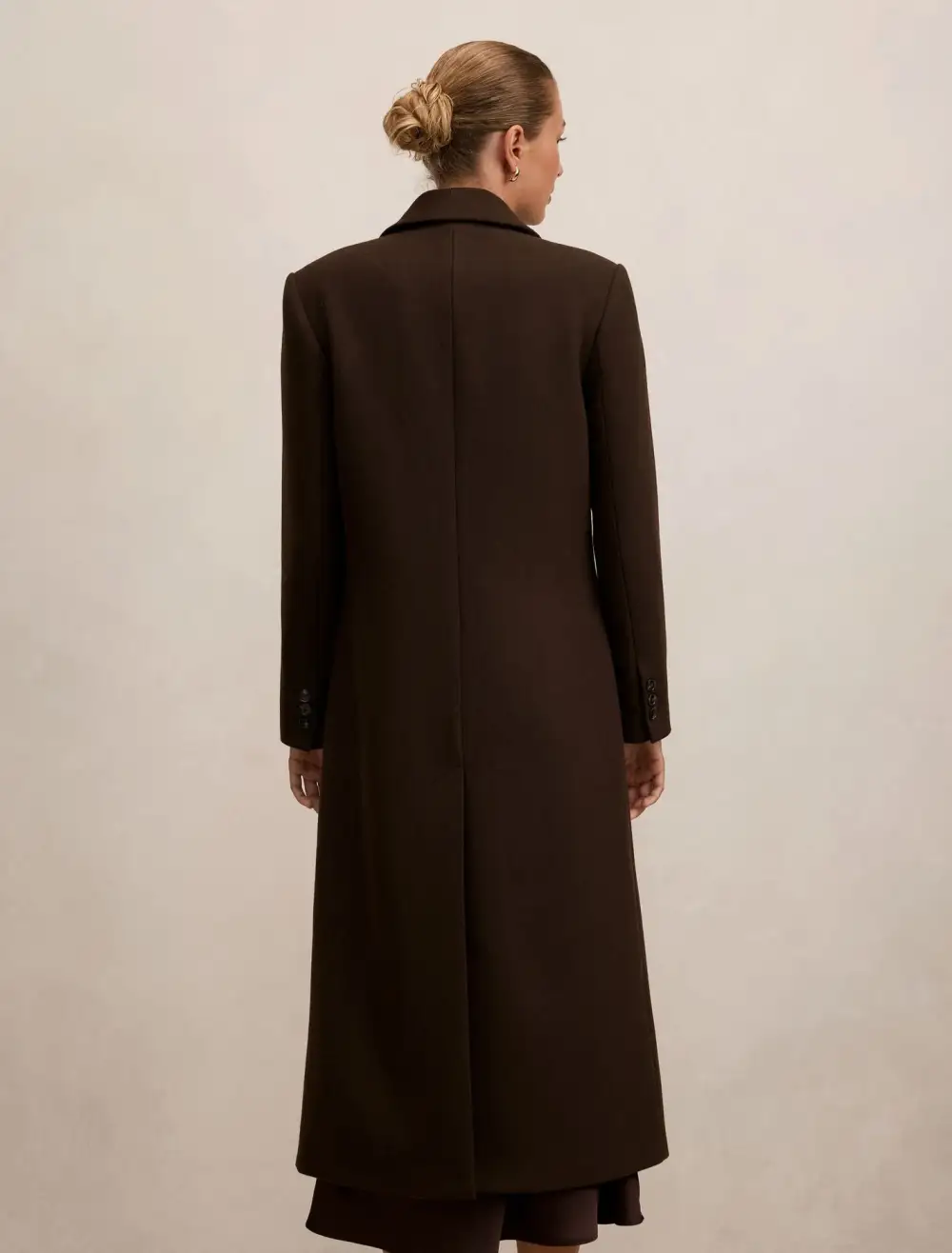 Deep Brown Single-Breasted Floor-Length Tailored Coat