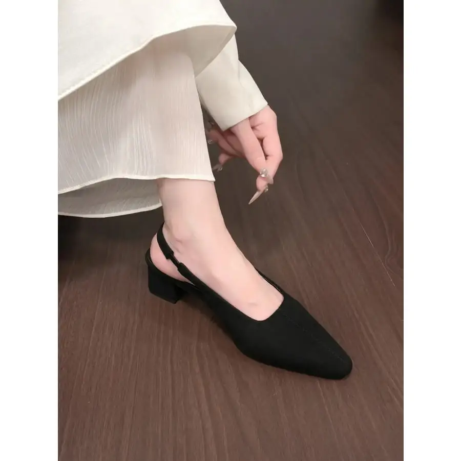 Point Toe Block Heel Pumps