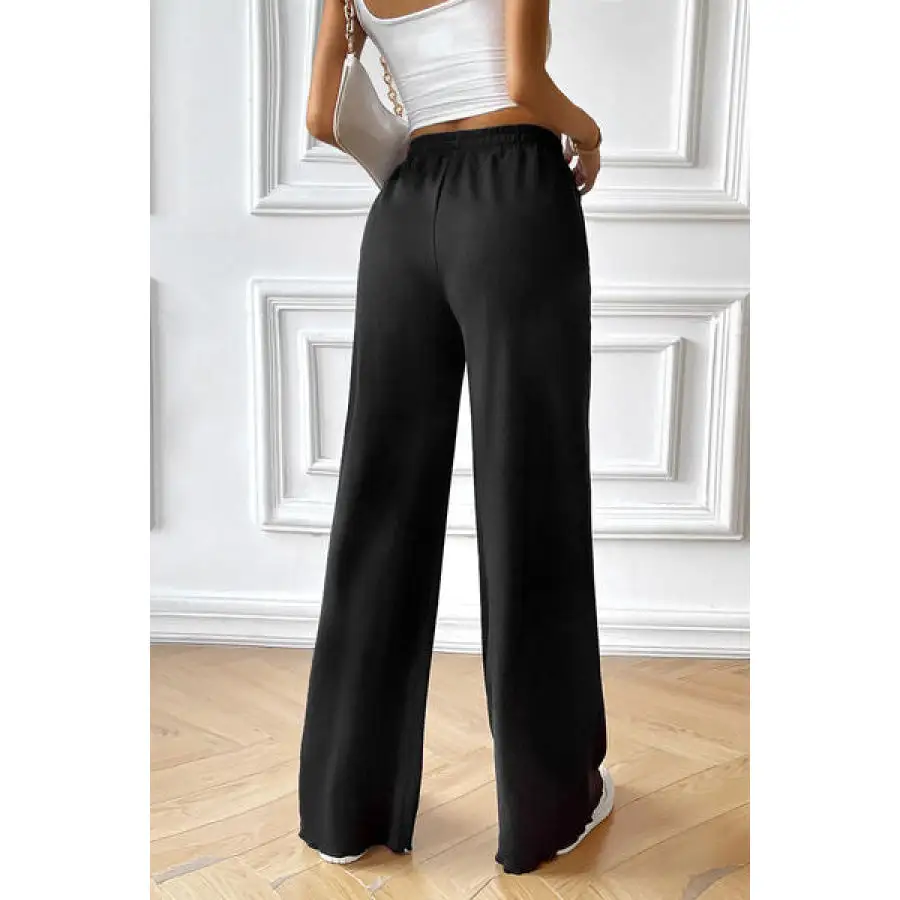 Drawstring Wide Leg Pants with Pocketed
