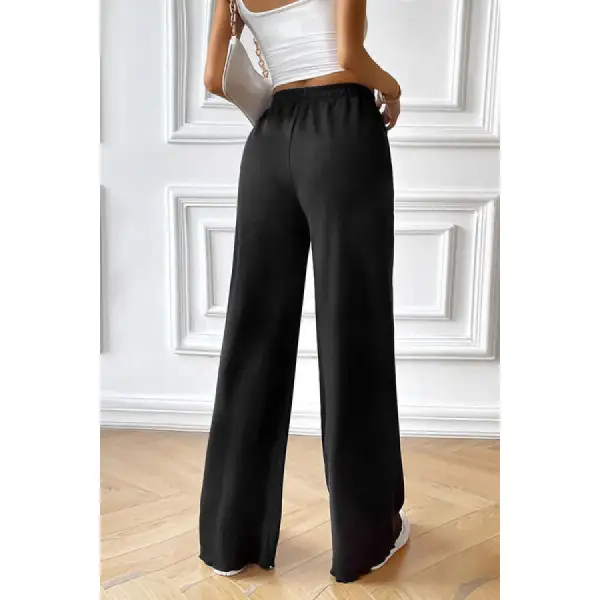 Drawstring Wide Leg Pants with Pocketed