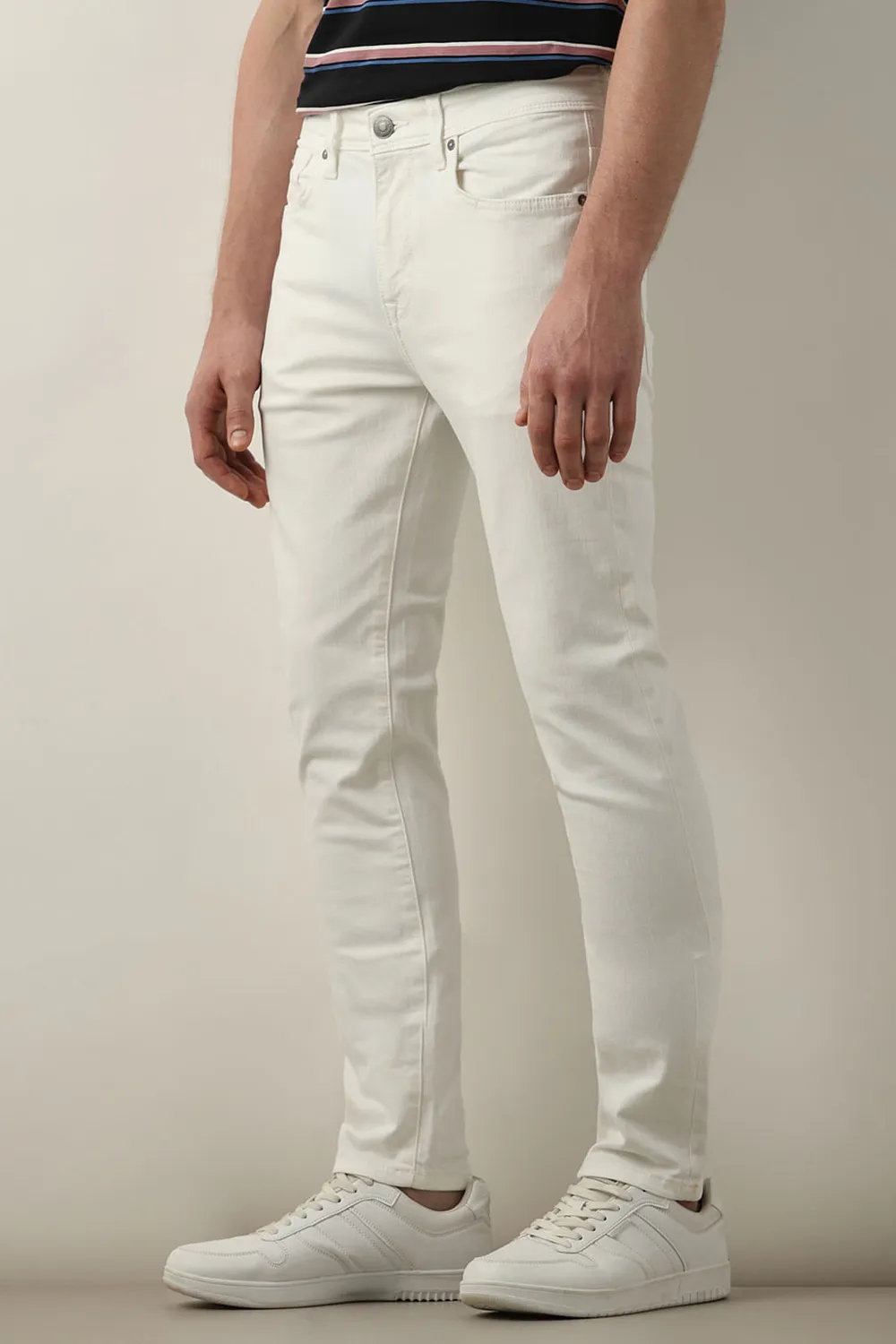 White Mid Rise Casual Slim Fit Jeans
