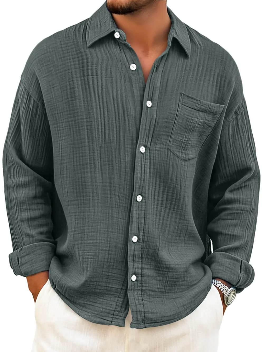 Layered Long Sleeve Pocket Shirt