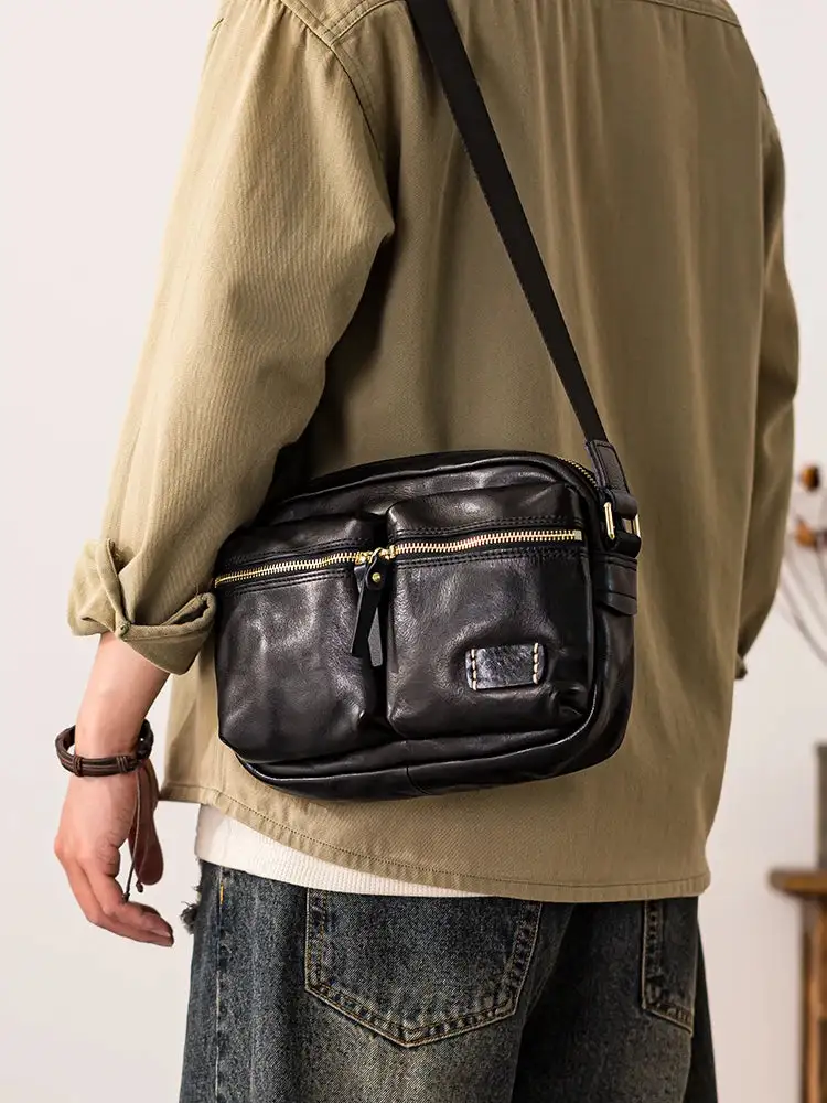 Men’s Genuine Leather Satchel Bag – Soft Structured Work, Travel & Weekend Tote