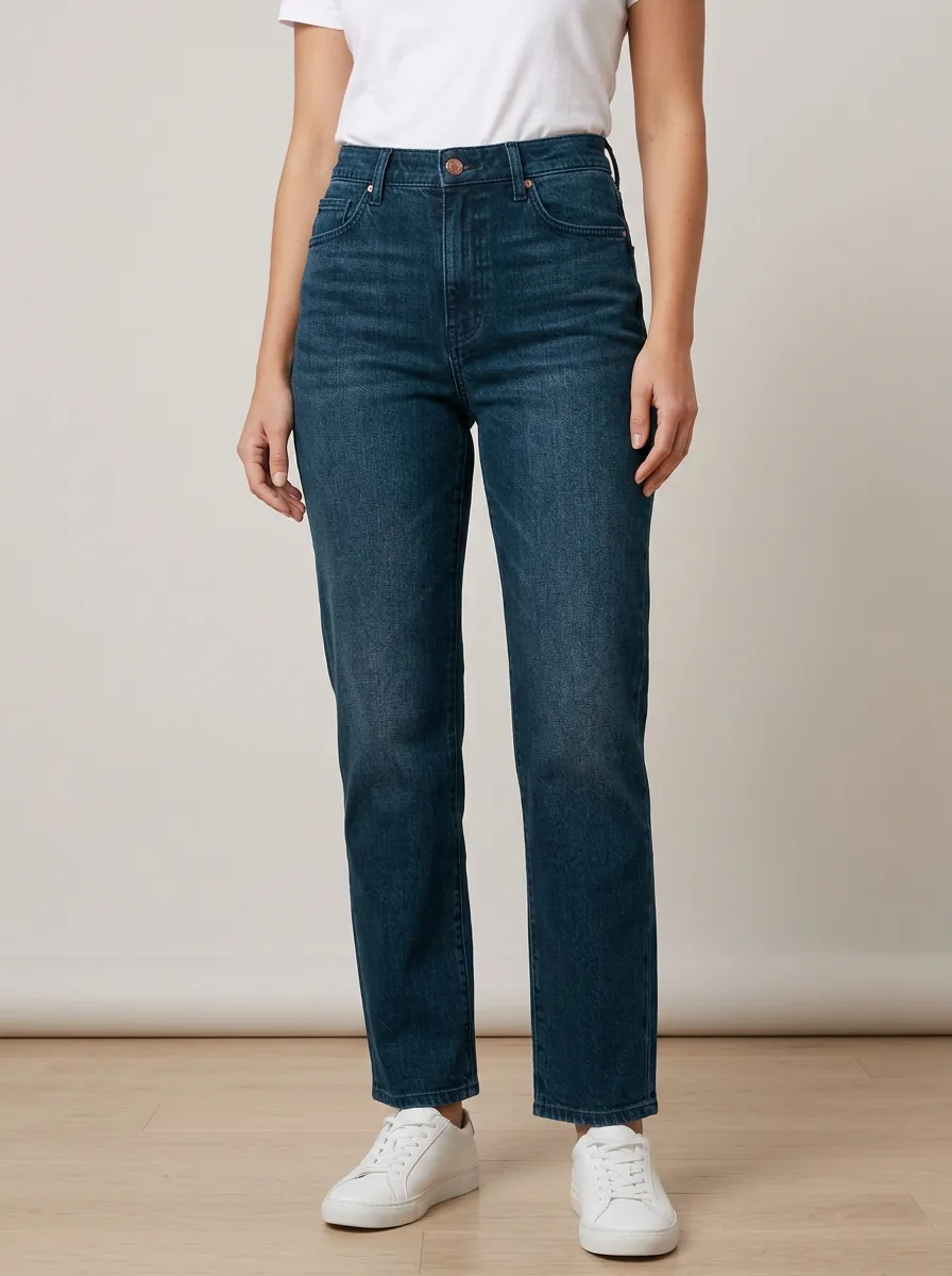 High-Rise Washed Denim Casual Denim Jeans