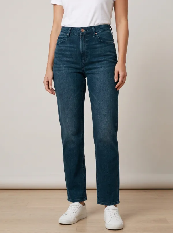 High-Rise Washed Denim Casual Denim Jeans