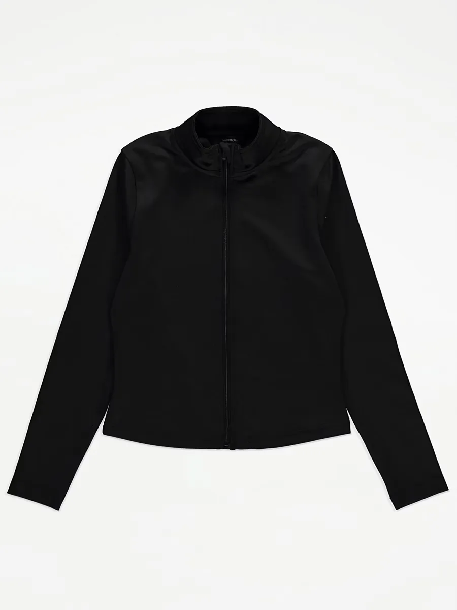 Black Active Zip Through Jacket