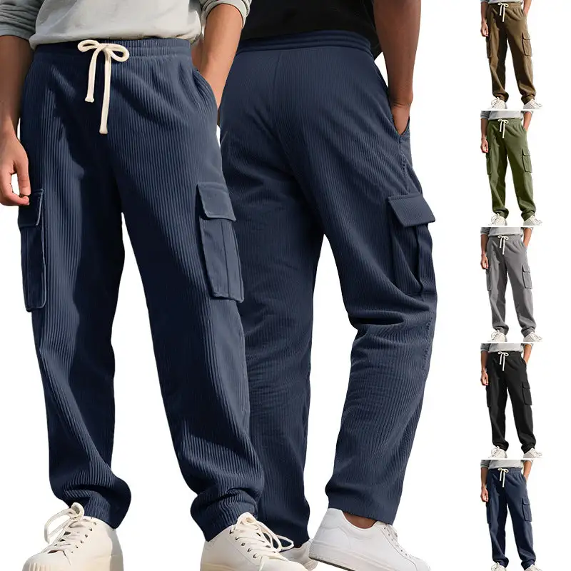 Men's Casual Utility Cargo Waistband Pockets Cargo Pants