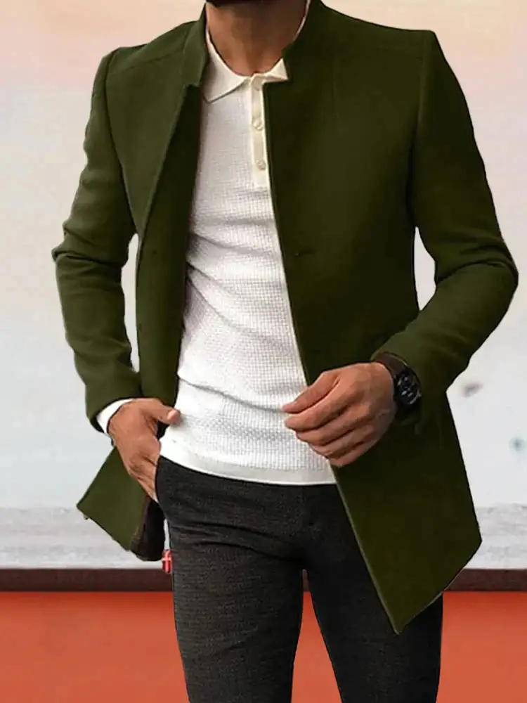 Relaxed Trendy Solid Tweed Blazer Coat